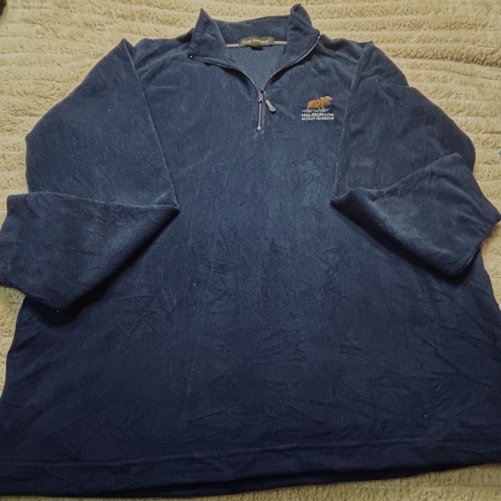Haliburton Scout Reserve Fleece Pullover Embroidered‎ Logo Men's XL Blue 1/4 Zip